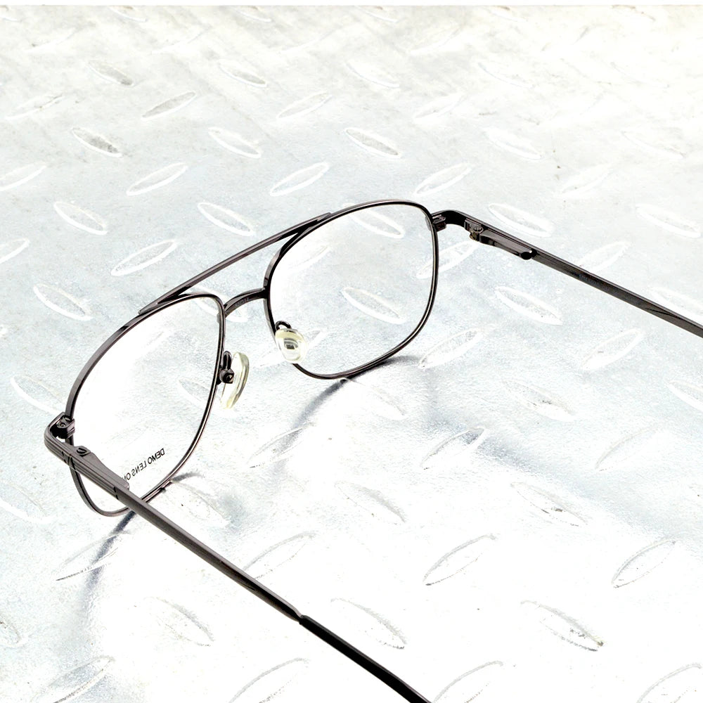 Titanium Alloy Double Bridge Grey Pilot Men Optical Glasses Frame Eyeglasses Eyeframe Eyewear
