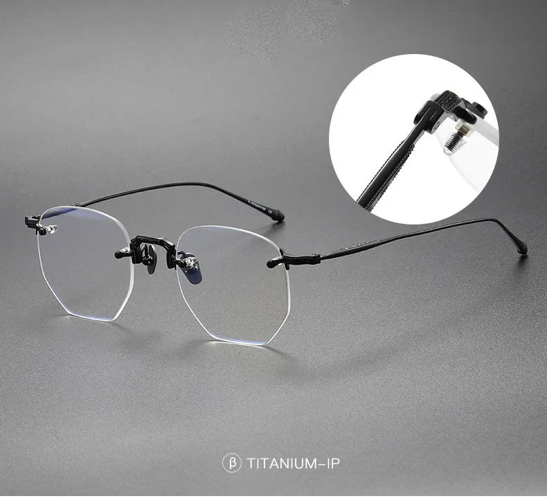 EYELUYAN Prescription Glasses 1.61 MR-8 Anti Radiation Aspheric Lens Myopia Optical Rimless Eyeglasses Pure Titanium Frame