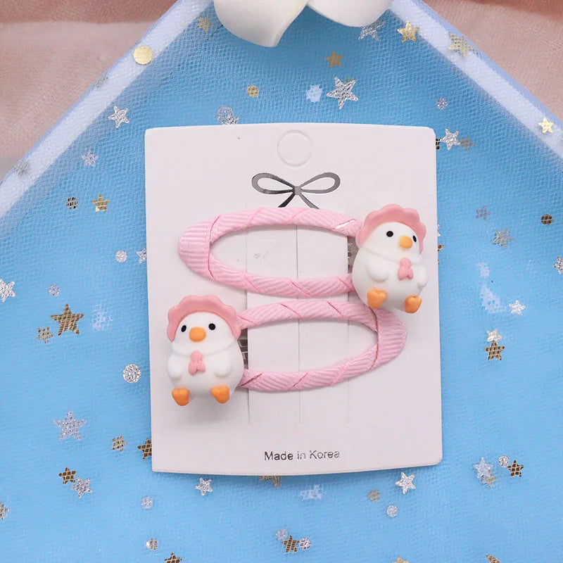 2 Pcs Lovely Little Chicken Children Elastics Hair Bands Hairpins Hair Clips Headwear Barrette Baby Girls Kids Hair Accessories