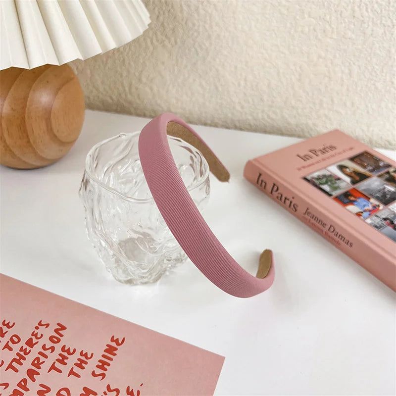 2022 Gentle Pink Womans Hairbands Girl Sweet Plush Wide Side Sponge Headband Hair Hoop Fashion Simple Solid Color Hair Accessory