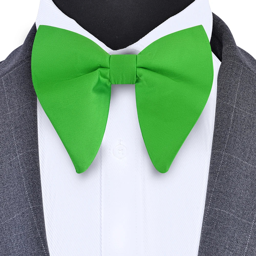 Classic Silk Solid Green Red Black Big Bow Tie for Man Fashion Bowknot Party Business Office Wedding Gift Accessories