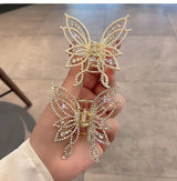 Kiss Jewelry Luxury Butterfly Hair Claw Clip Gold Plated Rhinestone Pearl Hairpin Women Korean Fashion Headwear Hair Accessories