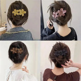 4Pcs Flower Hair Clips Fashion Matte Black Floral Hairpins Hair Claw Clips Non-Slip Hair Clamps Grab Elegant Hair Accessories