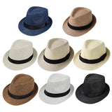 Children Kids Summer Beach Straw Hat Jazz Panama Trilby Fedora Hat Gangster Outdoor Breathable Hats Girls Boys Sunhat
