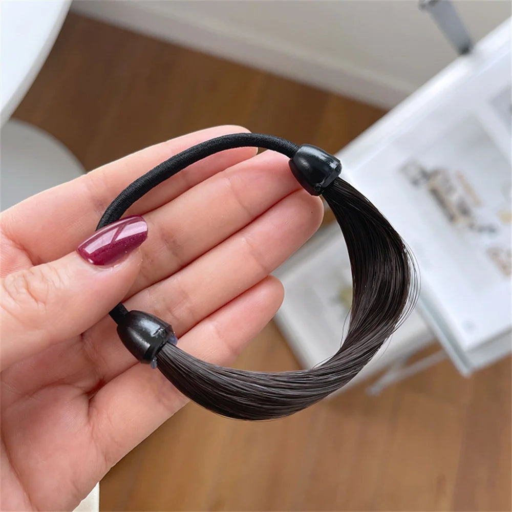 New Faux Wig Elastics Hair Ties for Women Girl Ponytail Wrap Holders Hair Band Simple Temperament Headwear Hair Accessories