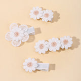 1pcs Ins Daisy Flower Hair Clips Baby Girl Hairpins for Kids Lace White Barette Princess Hooks Infant Accessories Korean