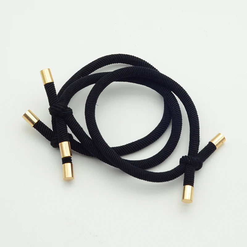 10PCS 5mm Knotted Twilled Elastic Hair Bands Golden Ends Hair Ties for fashion girls elasticity ponytail holders hair scrunches