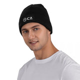 White CZ Guns Logo Knitted Hat Beanies Winter Hat Warm Unisex Street Caps for Men Women