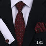 Tie For Men Classic Plaid Handkerchiefs Red Necktie Cufflinks For Men Blouse Business Wedding Accessories Women Collar Man Gift