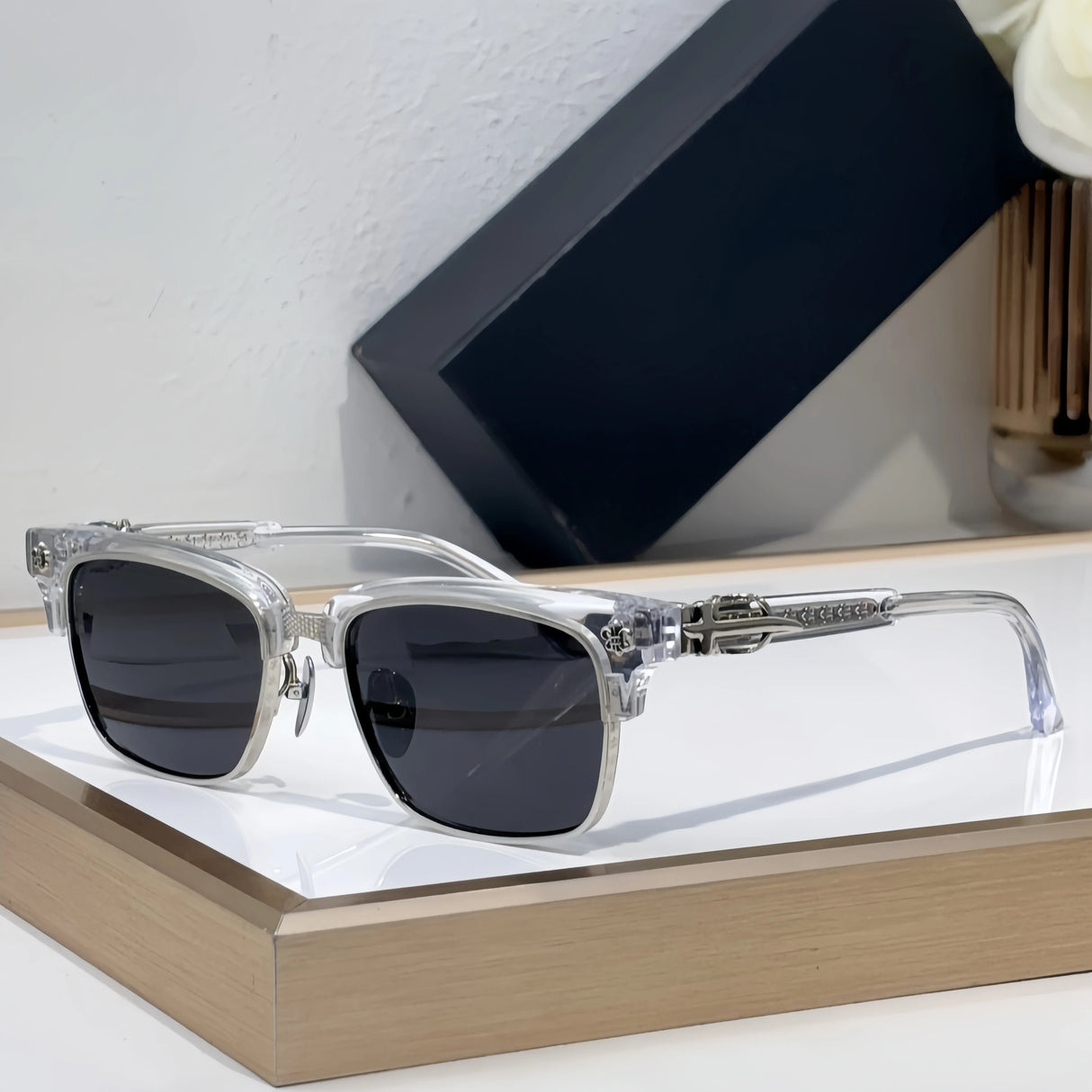 Popular Sunglasses Titanium Acetate Fashion Eyeglasse Frame Men Square Retro High Quality Women Luxury Brand Designer Glasses
