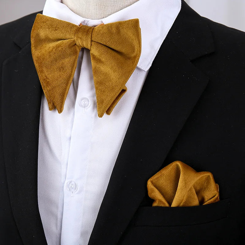 Fashion Velvet Big Bowties Flannelette Large Size Bow Ties For Men Formal Dress Handkerchief Wedding Party Tuxedo Groom Bow Knot