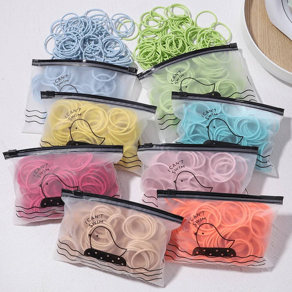 50PCS Macaron Rubber Band Hairband Headband High Elastic Durable Hair Ring Tied High Ponytail Women's Kids Hair Headwear