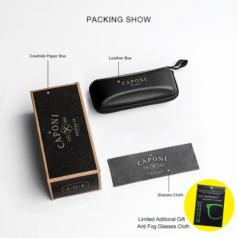 CAPONI Original Designer Men Glasses Frames Pure Titanium  Business Eyewear Anti Blue Light Multifunctional Frame Glasses J23615
