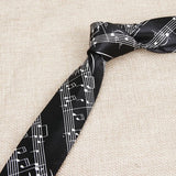 Classic Fashion Men's Skinny Tie Colorful Musical Notes Printed Piano Guitar Polyester 5cm Width Necktie Party Gift Accessory