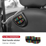Leather Car Rear Seat Back Handle Decal Cover Protective Sticker For Mini Cooper R56 R55 F56 F57 Interior Decorative Accessories