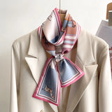 Fashion New Small Silk Scarf Women Tie Bag Headband Horse Printing Hairband Korean Style Neckerchief Ribbon Luxury Brand