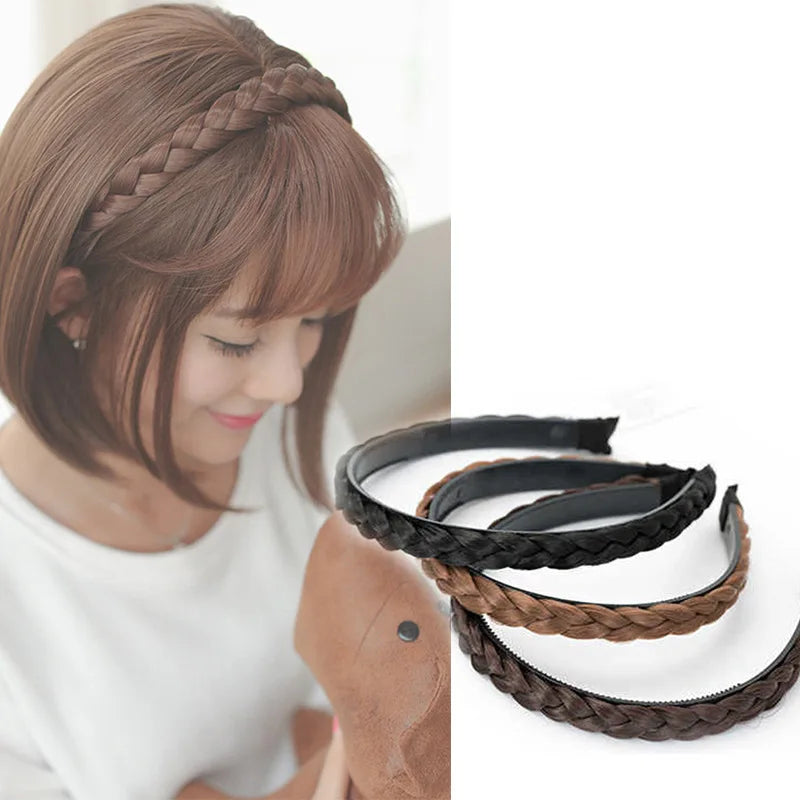 Wig Braided Headbands for Women Fishbone Wide Twist Hairbands Handmade Head Hoop Hair Bands Styling Headwear Accessories Gift