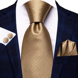 Ties for Men 2023 New Fashion Men's 8.5cm Groom Necktie Pocket Square Cufflinks Wedding Accessories Hi-Tie Designer Wholesale