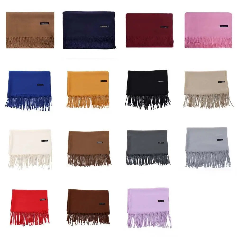 Soft Cashmere Scarf Fashion Tassel Wool Scarves Pure Color Shawl Korean Style Head Scarf Winter Neck Scarves Students