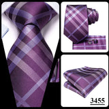 Hi-Tie Purple Lilac Floral Striped Silk Elegant Tie For Men Groom Wedding Men Necktie Pocket Square Cufflink Accessory Wholesale