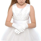 Kids Gloves White Short Satin Feel Boy Hold Flower Girl