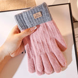 Rimiut Women Warm Thick Plush Knitted Gloves Touch Screen Men Women Fashion Autumn Winter Keep Warm Riding Skiing Outdoor Gloves