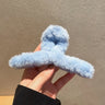 New Winter Faux Fur Hair Claw for Women Elegant Acrylic Crab Barrette Hairpin Girl-Hair Furry Headwear Hair Claw Clip
