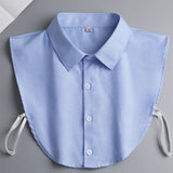 Mens Office Detachable Dickey Solid Color Button False Collar Lapel Half Shirt