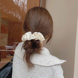 Women Silk Scrunchie Elastic Handmade Multicolor Hair Band Ponytail Holder Headband Hair Accessories 1PC Satin Silk Solid Color