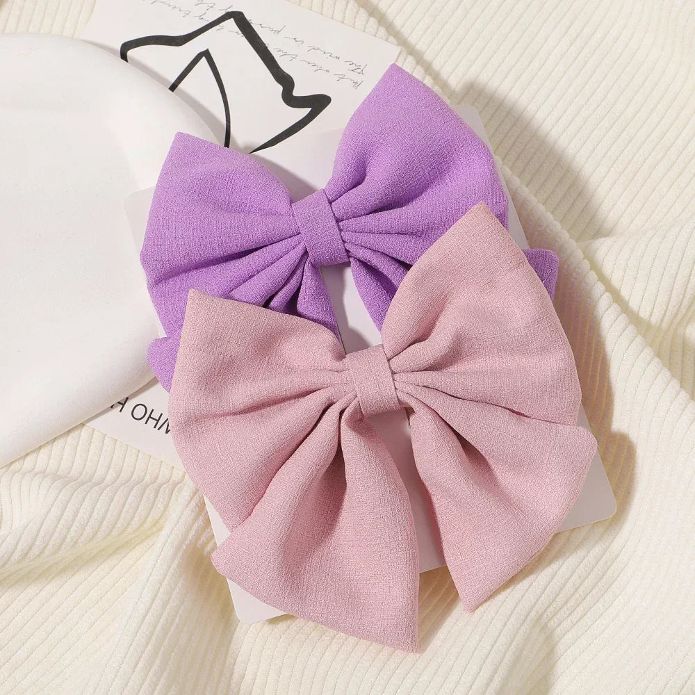 2pcs/set 4.5" Cheer Bow Hair Clip for Kids Lovely Grosgrain Ribbon Hairgripes Girls Delicate Bowknot HairPins Baby Headwear Set