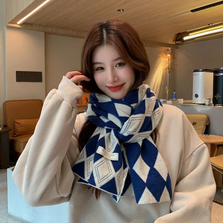 Winter Warm Woolen Yarn Scarf Women Vintage Thicken Color Shawl Couple Ins Korean Velvet Brand Scarves Autumn Outdoor