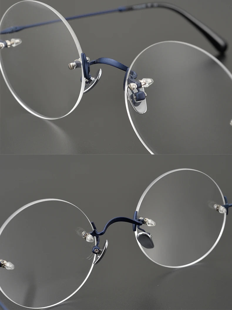 2024 Pure Titanium Round Rimless Glasses Frame Simple Fashion Men Women Small Faces Eyeglasses Light Weight Frameless Spectacles