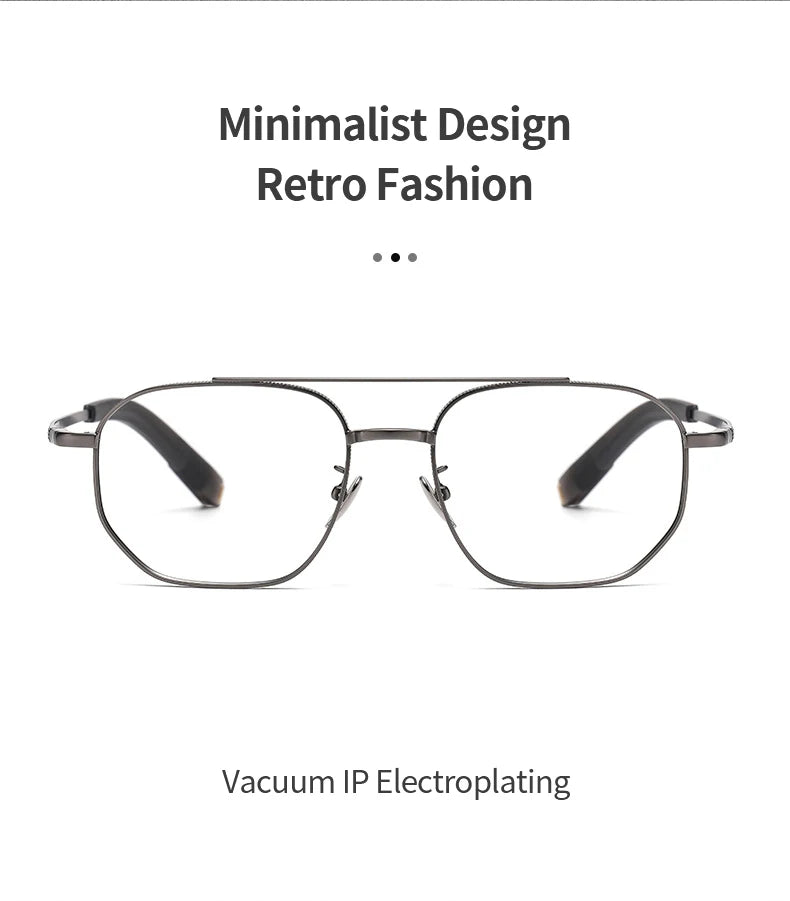 Trendy Men's Large size Titanium Frames Stylish, Double Bridge, Casual, Comfortable, Optical Prescription Eyewear for Men 07518