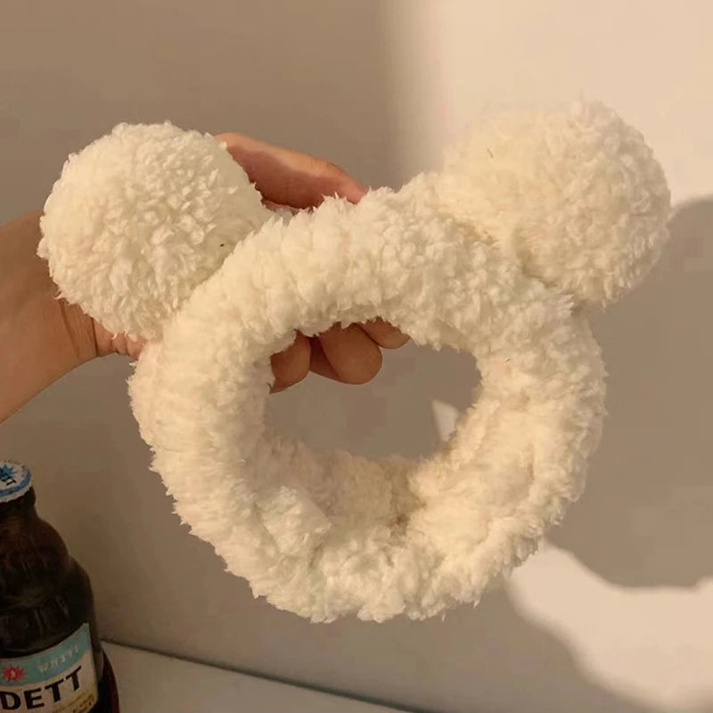 Wide Hairband Headpiece Cute Bear Ears Plush Face Wash Make-up Hair Band Wide Edge Hair Band Headdress