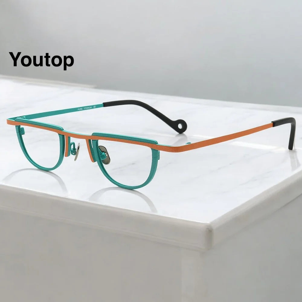 Vintage Titanium Glasses Frames for Women Light Geometric Eyeglass Men Optical Eyewear Retro Spectacles Prescription Myopia