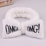 Letter OMG Headbands for Women Girls Bow Wash Face Turban Makeup Elastic Hair Bands Coral Fleece Hair Accessories