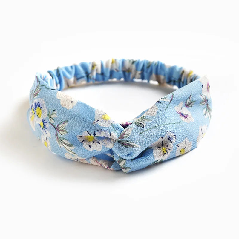 Fashion WomenFloral Headband Hair Accessories Leopard Cross Knotted Bow Chiffon Hair Band Girls Headdress Ladies Hoop Headwear