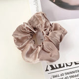 Korean Woman Big Elegant Silk Elastics Hair Band Girls Solid Color Scrunchies Hair Ties Ladies Ponytail Hold Hair Accessories