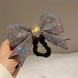 Korean Bow Elastics Hair Ties for Women Girls Shiny Crystal Ponytail Hair Rope Rubber Headbands Hair Accessoriesi-Remiel
