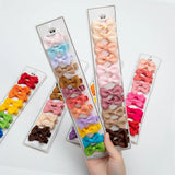 12Pcs/Lot 4.5cm Solid Grosgrain Ribbon Bowknot Kids Hair Clips Handmade Bows Baby Girls Barrettes Hairpins Photo Props Gift Set