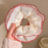 Women Lace Hair Scrunchies Girls Elastic Hair Bands Ponytail Holders Tie Hair Hoop Large Plaid Scrunchy Rubber Bands Headwear