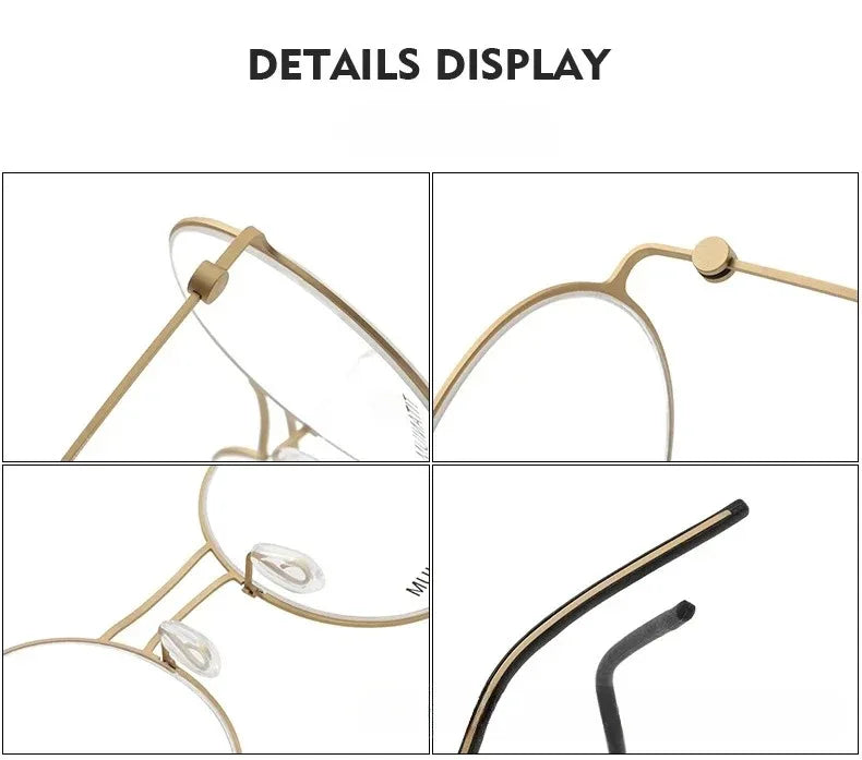 Handmade Round Titanium Glasses Frames 5518 Retro Men Double Beam Round No Screw Eyeglasses Denmark Brand Lightweight Women