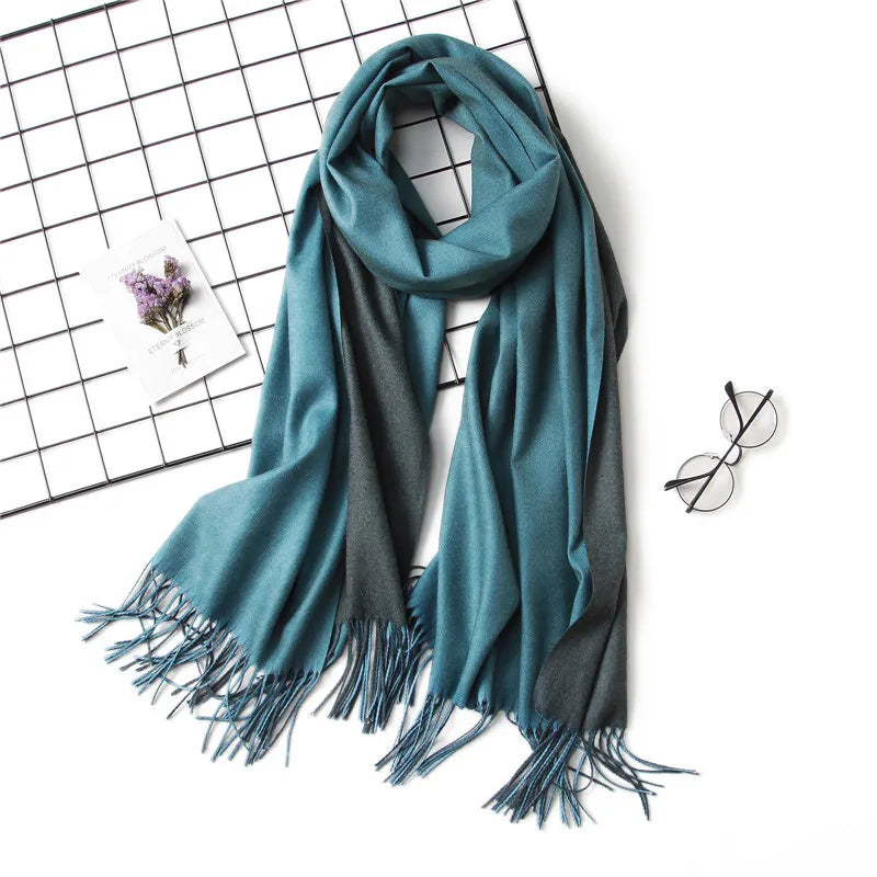 2022 Winter Women Scarf Fashion Solid Soft Cashmere Scarves for Lady Pashmina Shawls Wrap Blanket Bandana Female Foulard Tassel