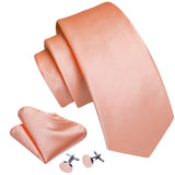 Elegant Pink Ties For Men Luxury Silk Stripe Pocket Square Cufflinks Set Fashion Male Necktie Groom Wedding Gift Barry.Wang 5090