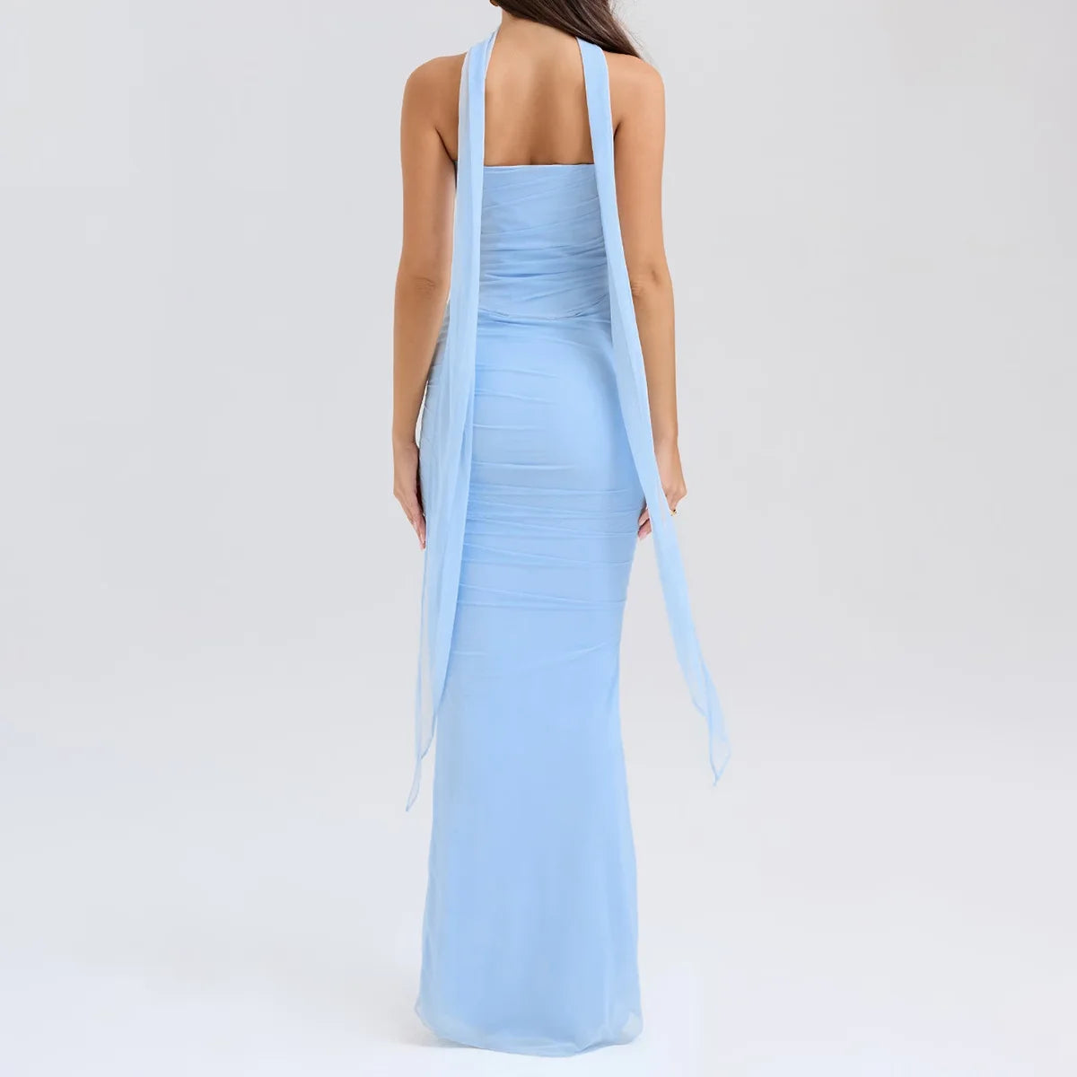 Suninheart Elegant 2 Pieces Dress Set with Scarf Women Fashion Matching Sets Sexy Cropped Top and Long Dress Set Casual Dress