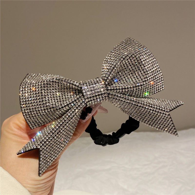 Korean Bow Elastics Hair Ties for Women Girls Shiny Crystal Ponytail Hair Rope Rubber Headbands Hair Accessoriesi-Remiel