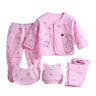 5pcs/set Newborn Baby Suit Set Top 2 Pants Hat Bibs 0-3 M Clothing Set Boy Girl Clothes Pure Cotton Breathable Cartoon Underwear