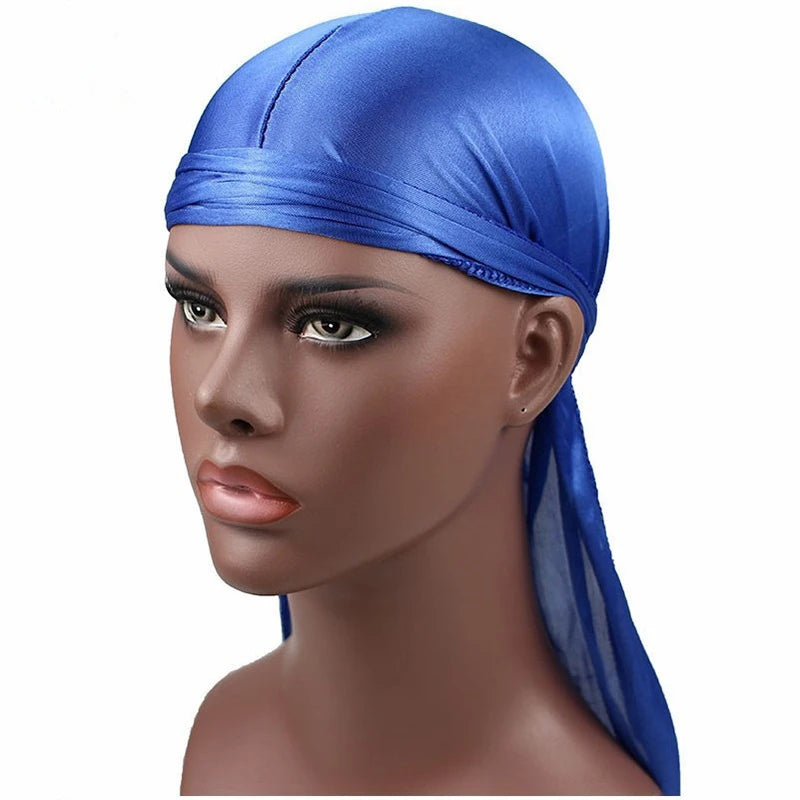 Elasticity Baotou Cap Hair Bands Simulation Silky Durag Long Tail Pirate Hat Headband Turban for Children Kid Ribbon Accessories