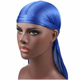 Elasticity Baotou Cap Hair Bands Simulation Silky Durag Long Tail Pirate Hat Headband Turban for Children Kid Ribbon Accessories