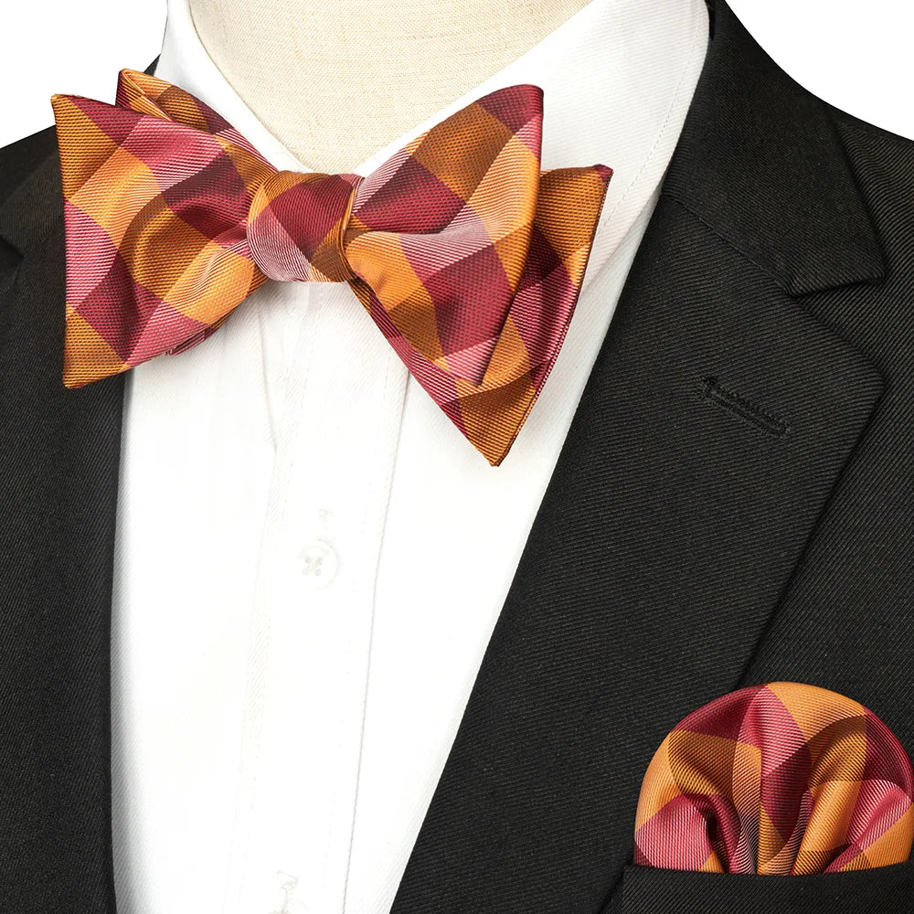 EASTEPIC Striped Bow Tie for Men Hanky Set Plaid Accessory Paisley Neckwear Floral Design Polka Dot Pure Black Evening Party